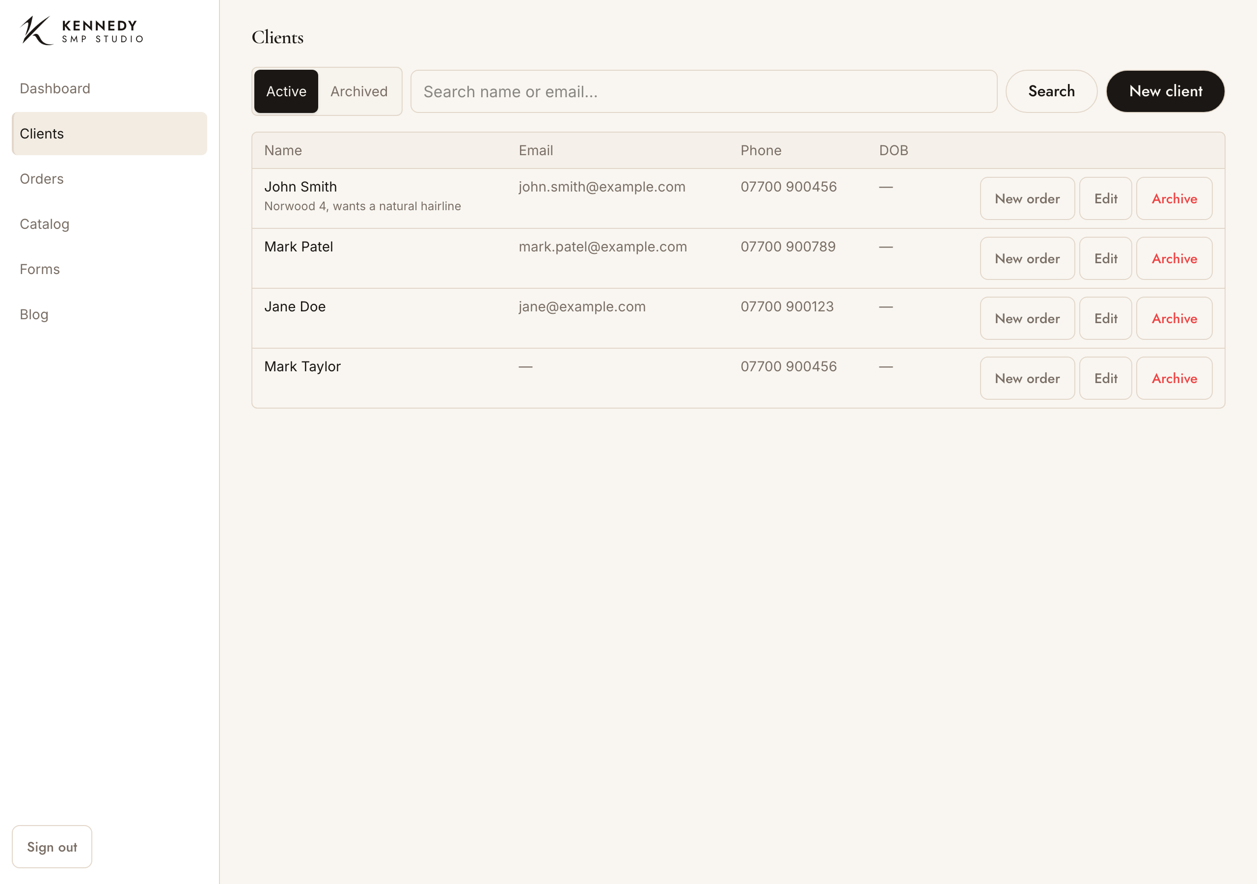 Clients list